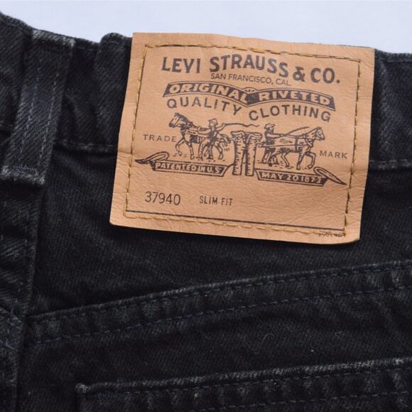 Vintage 90s y2k Levi's High Waisted Denim Jean Shorts Black - Picture 3 of 10